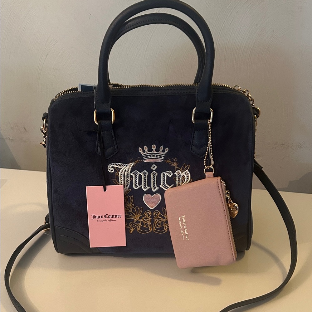 Juicy Couture Navy and Blush Satchel with Wallet